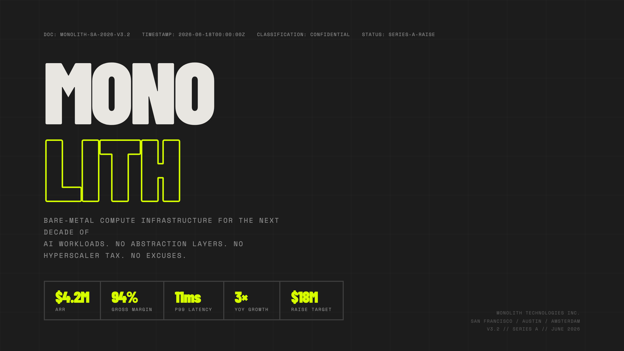 MONOLITH title layout